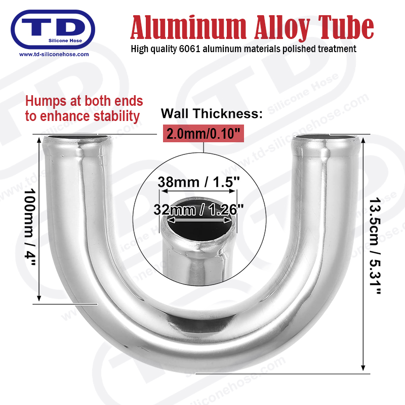 Aluminiumsrør 180 ° albue OD: 1,5 