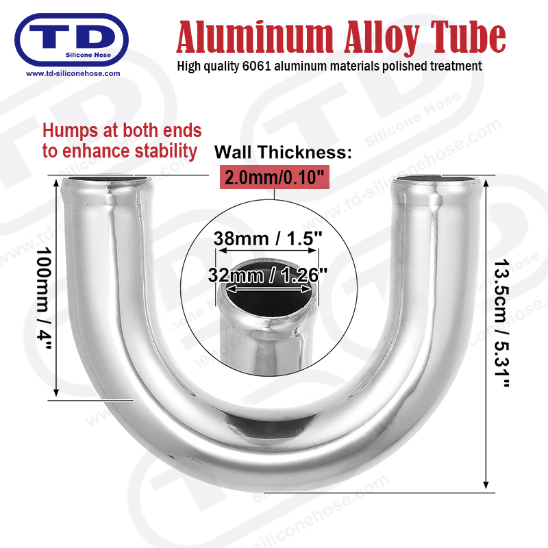 Aluminiumsrør 180 ° albue OD: 1,5 
