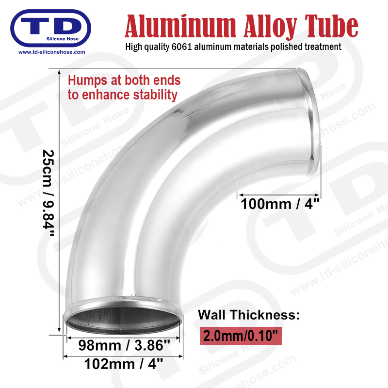 Aluminiumsrør 90 ° albue OD: 4,0 